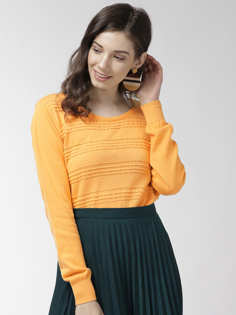 

Species Women Yellow Self-Striped Sweater