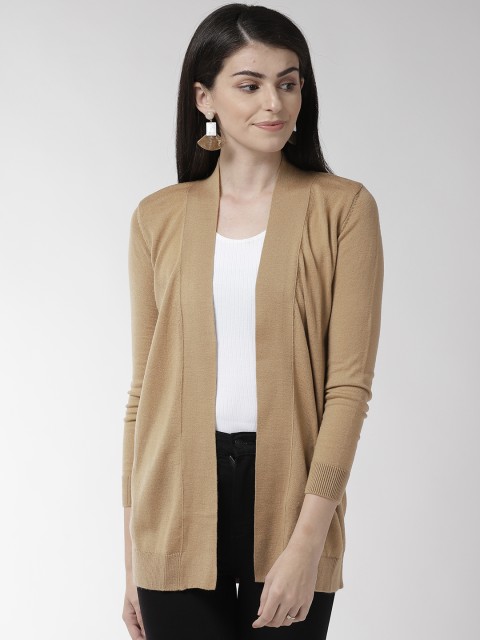 

Species Women Beige Solid Front-Open Sweater