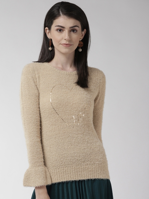 

Species Women Beige Self Design Sweater