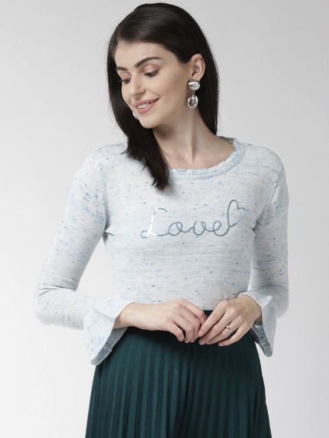

Species Women Blue Self Design Sweater