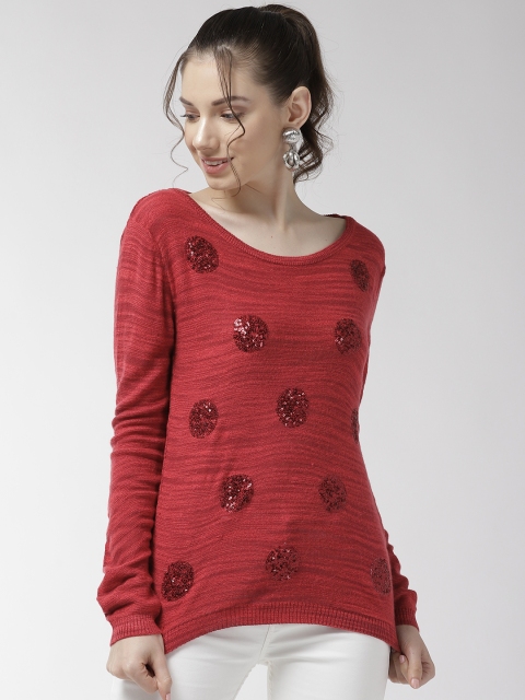 

Species Women Rust Red Embellished Sweater