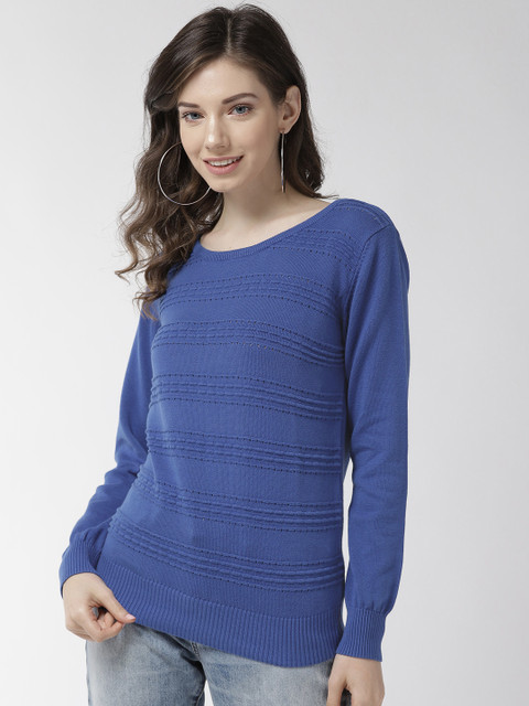 

Species Women Blue Self-Striped Sweater