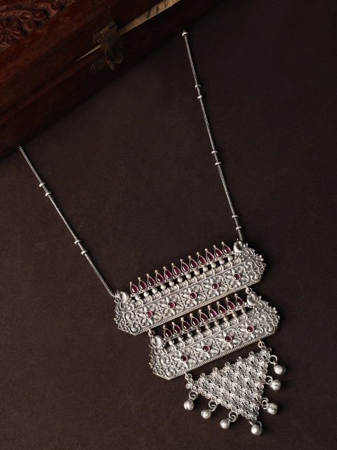 

Rubans Oxidised Silver Plated Hand Crafted Statement Necklace