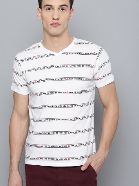 

Kook N Keech Star Wars Men White & Black Striped V-Neck T-shirt