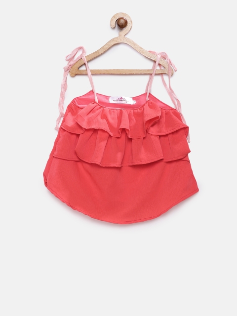 

MANY FROCKS & Girls Peach-Coloured Solid A-Line Dress