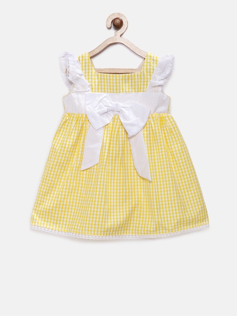 

MANY FROCKS & Girls Yellow & White Checked Empire Dress