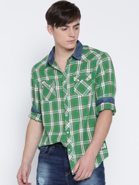 

Jack & Jones Green & White Checked Casual Shirt