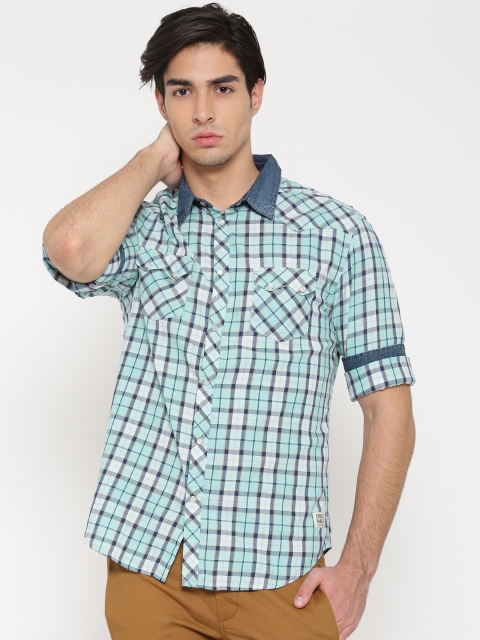 

Jack & Jones Blue & White Checked Regular Fit Casual Shirt