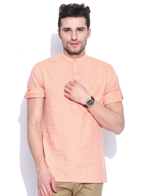 

Jack & Jones Peach-Coloured Slim Linen Casual Shirt