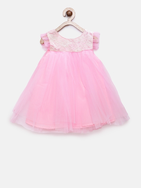 

MANY FROCKS & Girls Pink Solid A-Line Dress