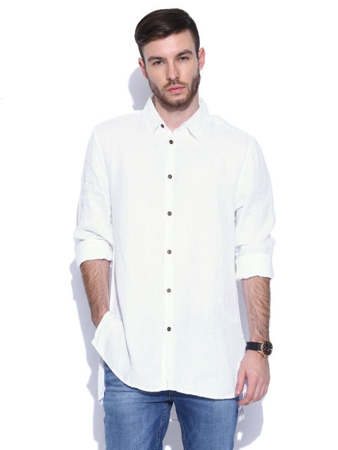

Jack & Jones White Linen Long Casual Shirt
