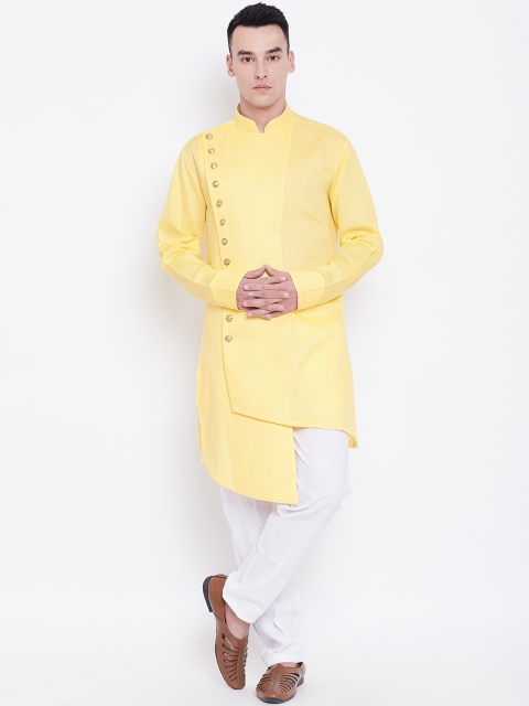 

SG LEMAN Men Yellow Solid Kurta with Trousers