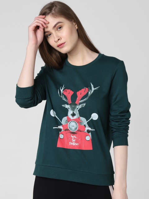 

Vero Moda Women Green Printed Sweatshirt