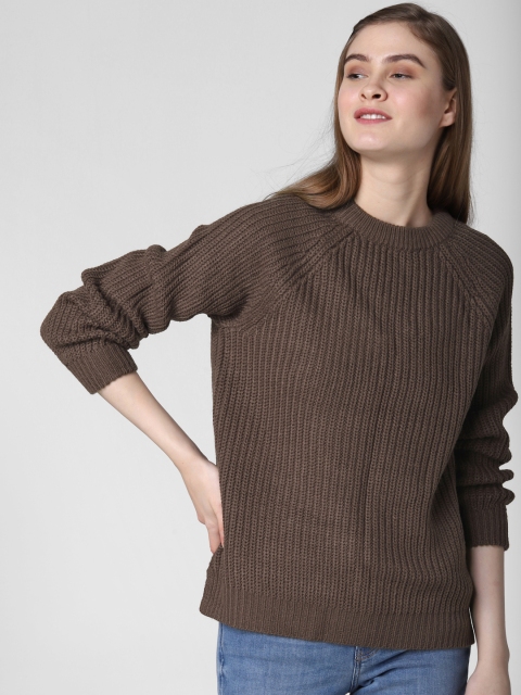 

Vero Moda Women Brown Solid Open Knit Sweater