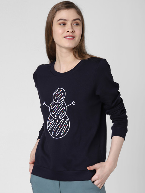

Vero Moda Women Navy Blue Printed Sweatshirt