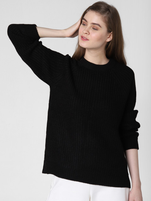 

Vero Moda Women Black Solid Open Knit Sweater
