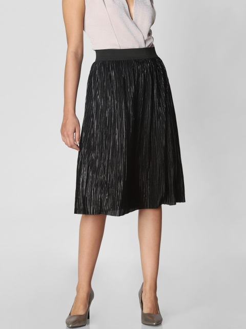 

Vero Moda Women Black Pleated Flared Skirt