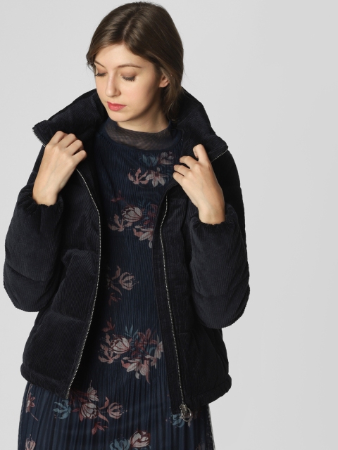 

Vero Moda Women Navy Blue Solid Corduroy Padded Jacket