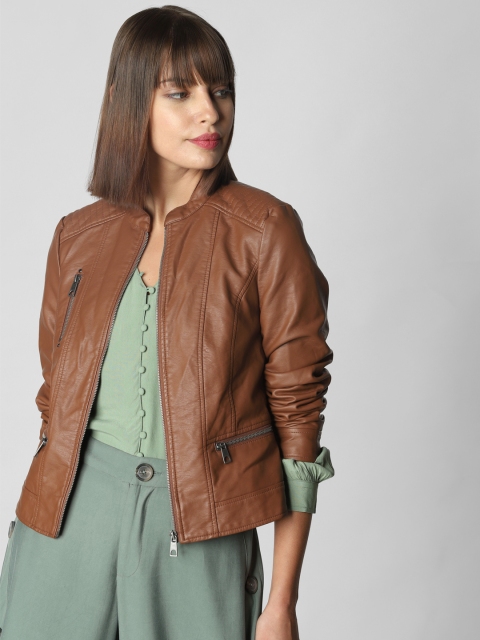 

Vero Moda Women Brown Solid Biker Jacket
