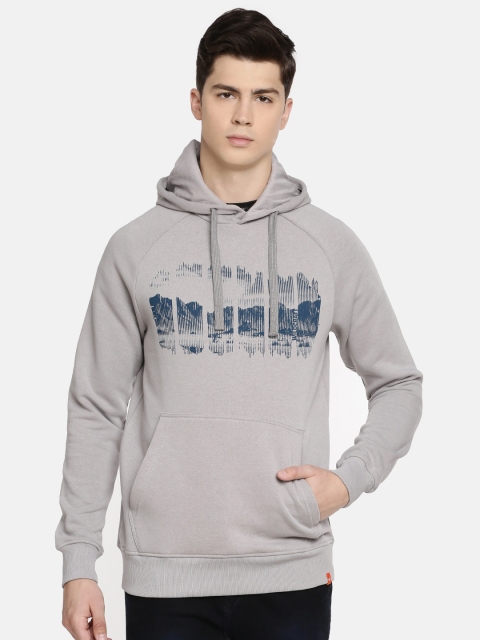 

Wildcraft Men Grey Printed Hooded Sweatshirt
