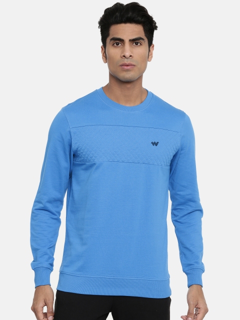Men Blue Solid Sweatshirt