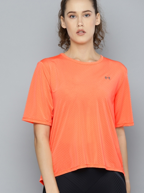 

UNDER ARMOUR Women Neon Orange Armour Sport Short Sleeve Top