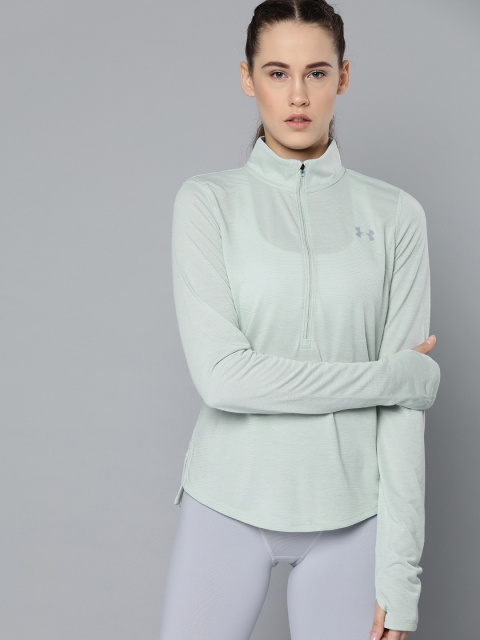 

UNDER ARMOUR Women Green HeatGear Solid High Neck T-shirt