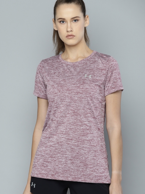 

UNDER ARMOUR Women Purple Tech SSC Twist Solid Round Neck T-shirt