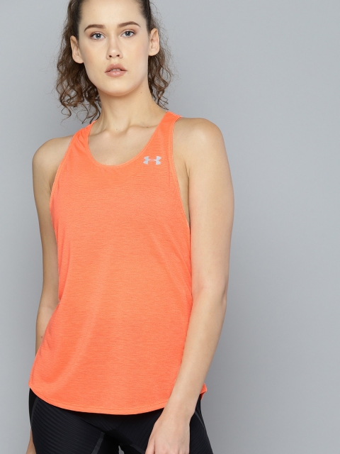 

UNDER ARMOUR Women Neon Orange Streaker 2.0 Racer Running Tank Top