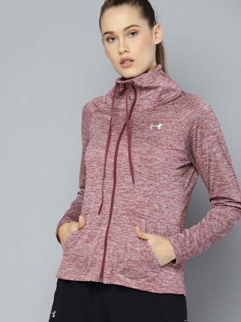 

UNDER ARMOUR Women Burgundy Tech Twist FZ Solid Track Jacket