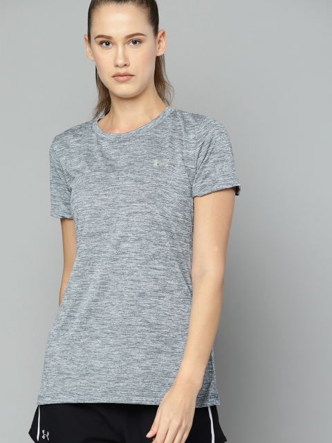 

UNDER ARMOUR Women Grey Tech SSC Twist Solid Round Neck T-shirt