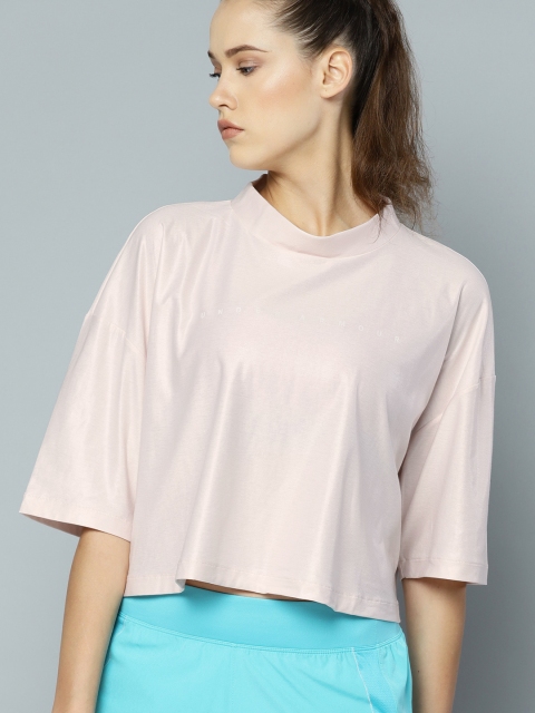 

UNDER ARMOUR Women Pink Unstoppable Mock Sire SS Solid High Neck T-shirt