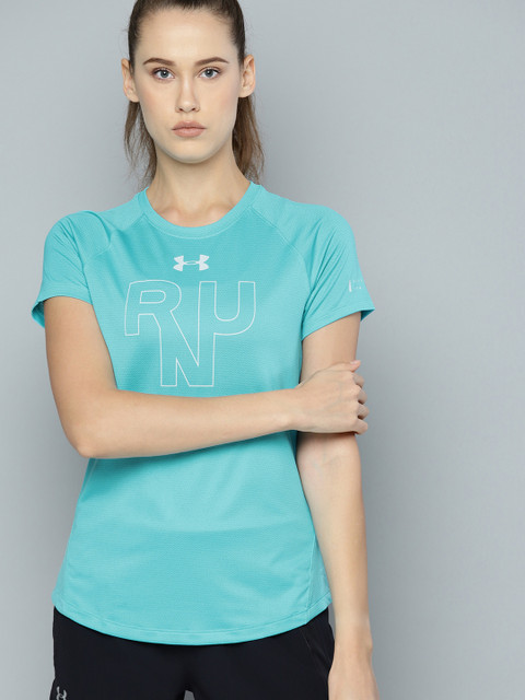 

UNDER ARMOUR Women Blue Qualifier Printed Running T-Shirt