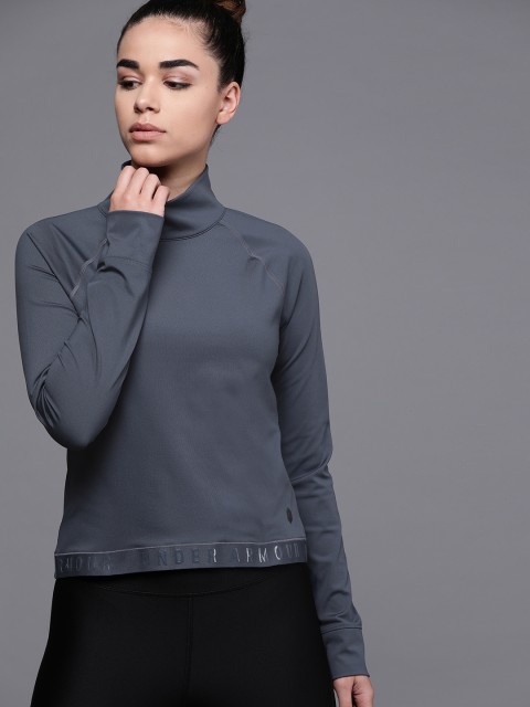 

UNDER ARMOUR Women Grey Cold Gear Rush Solid Sweatshirt