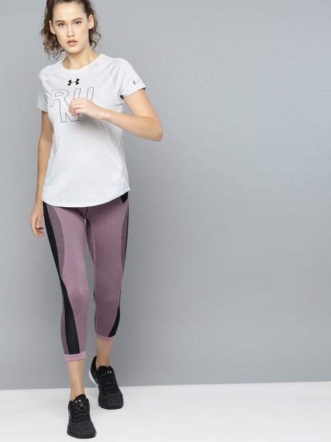 

UNDER ARMOUR Women Grey Qualifier Printed Running T-Shirt