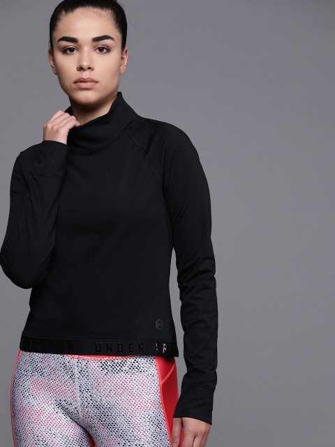 

UNDER ARMOUR Women Black Cold Gear Rush Solid Sweatshirt