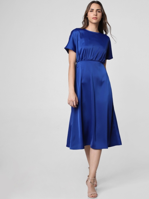 

Vero Moda Women Solid Blue Fit and Flare Dress