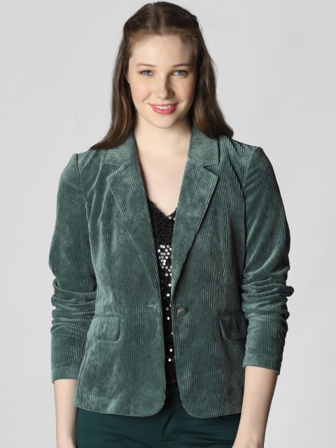 

Vero Moda Women Teal Green Solid Single-Breasted Corduroy Casual Blazer