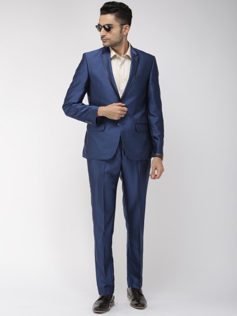 

Park Avenue Blue Solid Single-Breasted Slim Fit Formal Suit