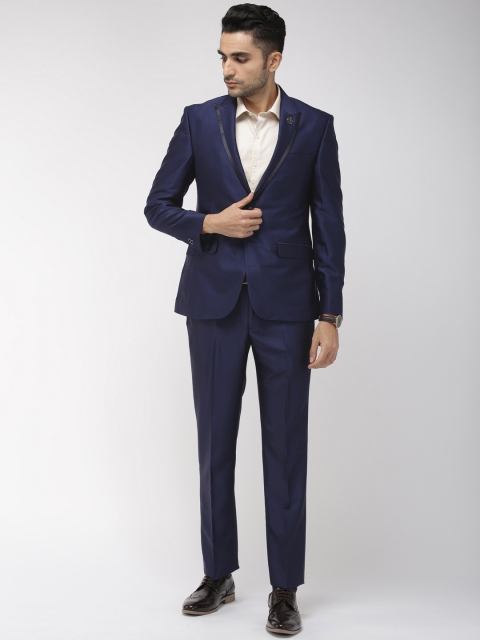 

Park Avenue Navy Blue Solid Super Slim Fit Single-Breasted Formal Suit