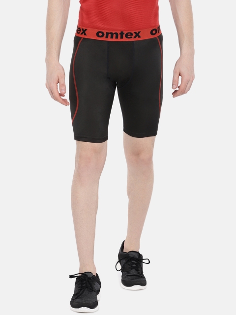 

Omtex Men Black Solid Skinny Fit Sports Shorts