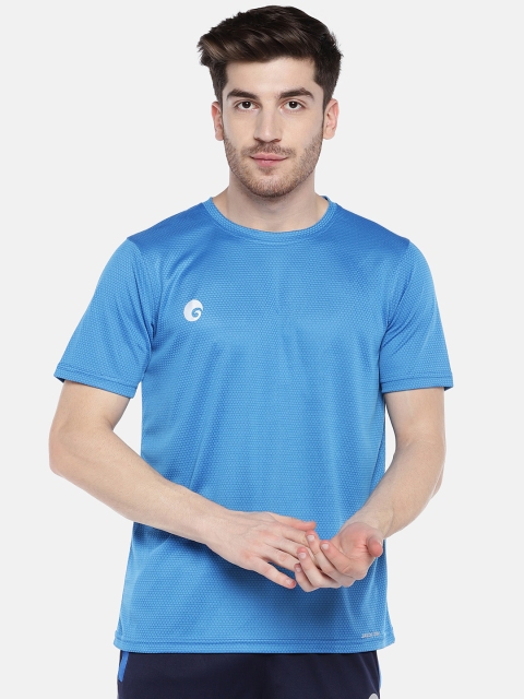 

Omtex Men Blue Solid Round Neck T-shirt