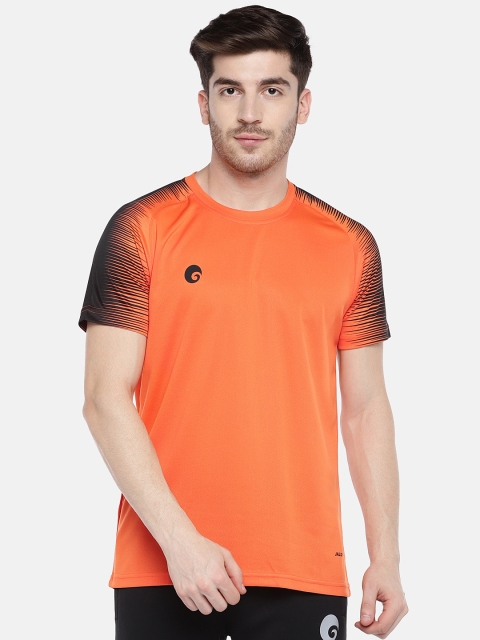 

Omtex Men Orange & Black Solid Round Neck T-shirt
