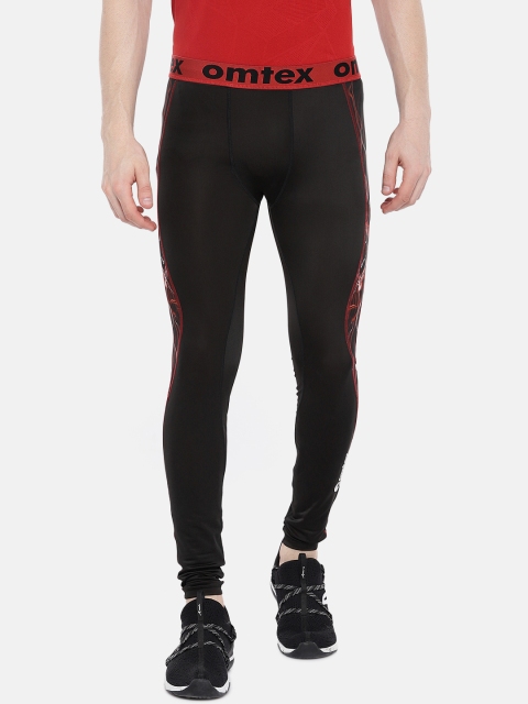 

Omtex Men Black Solid Compression Tights