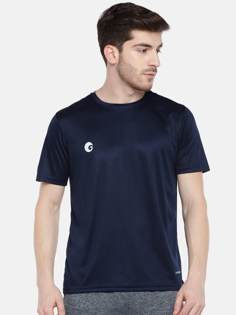 

Omtex Men Navy Blue Solid Round Neck T-shirt