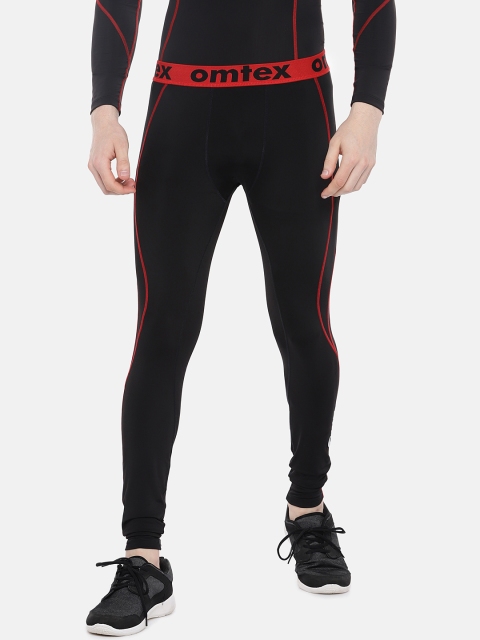 

Omtex Men Black Solid Compression Tights