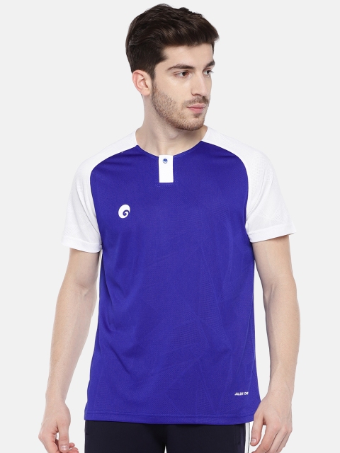 

Omtex Men Blue & White Solid Round Neck T-shirt