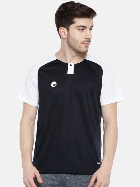 

Omtex Men Navy Blue Solid Round Neck T-shirt