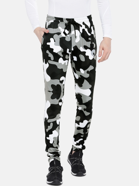 

Omtex Men Grey & Black Solid Camouflage Printed Slim Fit Rapid Dry Track pants