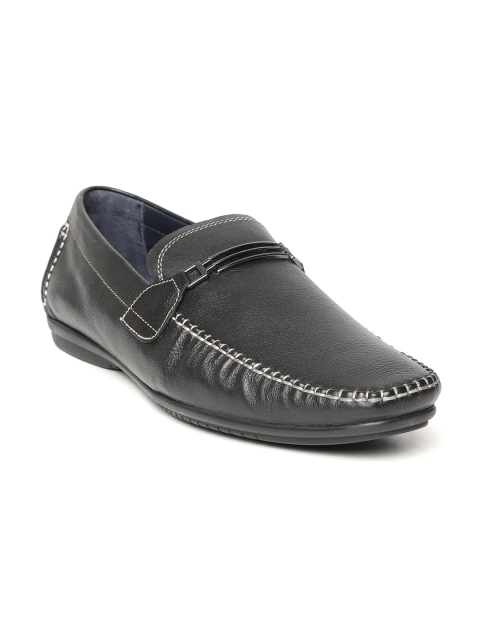 

Egle Men Black Solid Leather Driving Shoes